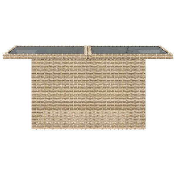 vidaXL Garden Table with Glass Top Beige 100x55x73 cm Poly Rattan