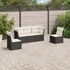 vidaXL 5 Piece Garden Sofa Set with Cushions Black Poly Rattan