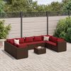 vidaXL 10 Piece Garden Lounge Set with Cushions Brown Poly Rattan