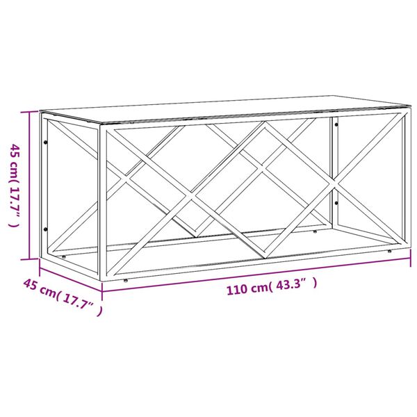 vidaXL Coffee Table 110x45x45 cm Stainless Steel and Glass