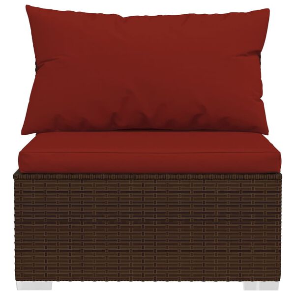 vidaXL 9 Piece Garden Lounge Set with Cushions Poly Rattan Brown