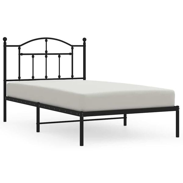 vidaXL Metal Bed Frame without Mattress with Headboard Black 100x190cm