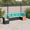 vidaXL 6 Piece Garden Sofa Set with Cushions Black Poly Rattan