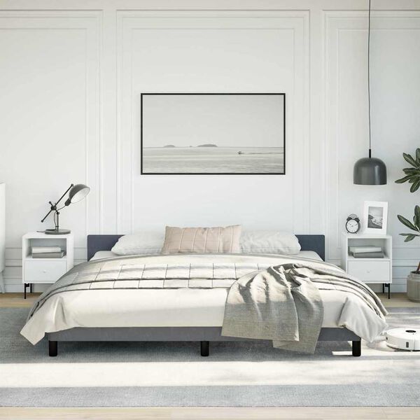 vidaXL Bed Frame without Mattress Dark Grey 193x203 cm Velvet