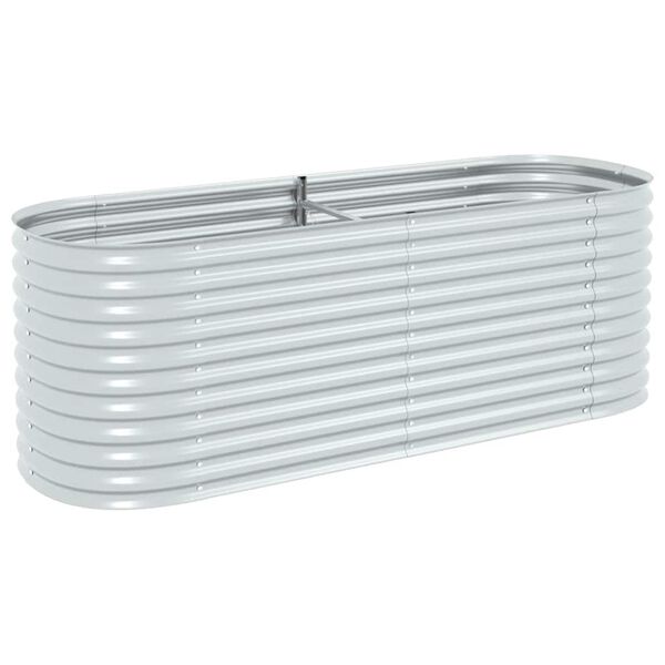vidaXL Garden Raised Bed 240x80x81 cm Galvanised Steel Silver