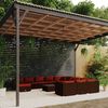vidaXL 13 Piece Garden Lounge Set with Cushions Poly Rattan Brown