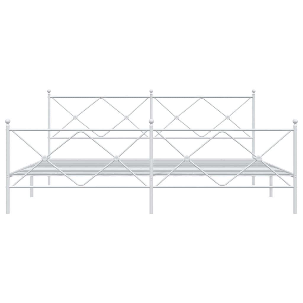 vidaXL Metal Bed Frame without Mattress with Footboard White 193x203cm