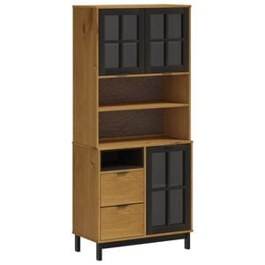 vidaXL Highboard with Glass Doors FLAM 80x40x180 cm Solid Wood Pine