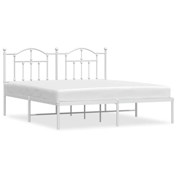 vidaXL Metal Bed Frame without Mattress with Headboard White 183x213cm