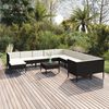 vidaXL 12 Piece Garden Lounge Set with Cushions Poly Rattan Black