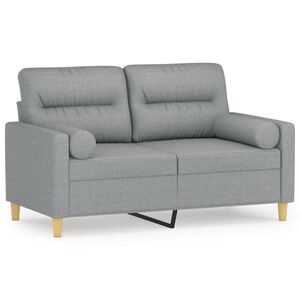 vidaXL 2-Seater Sofa with Throw Pillows Light Grey 120 cm Fabric