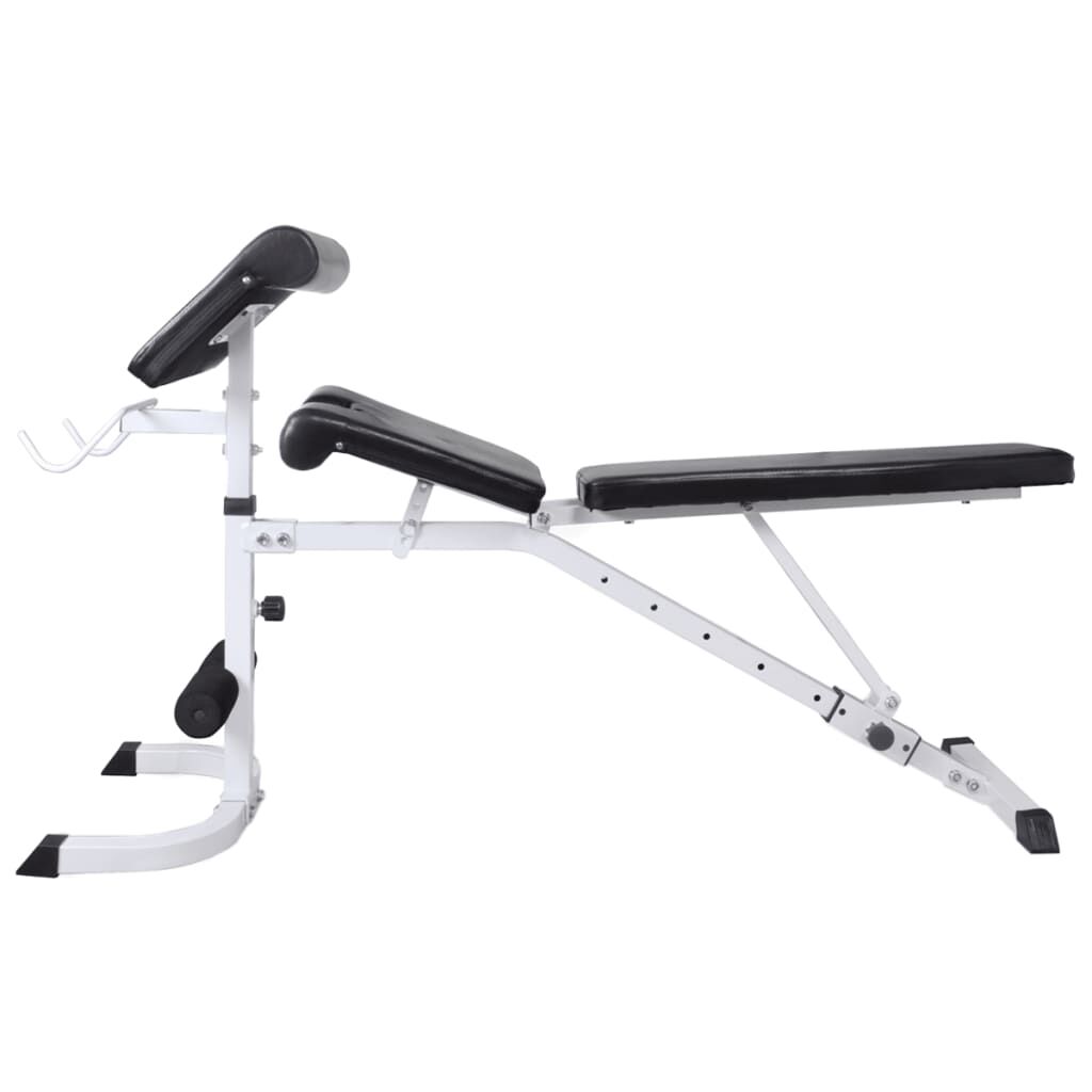 vidaXL Workout Bench with Weight Rack, Barbell and Dumbbell Set 90 kg