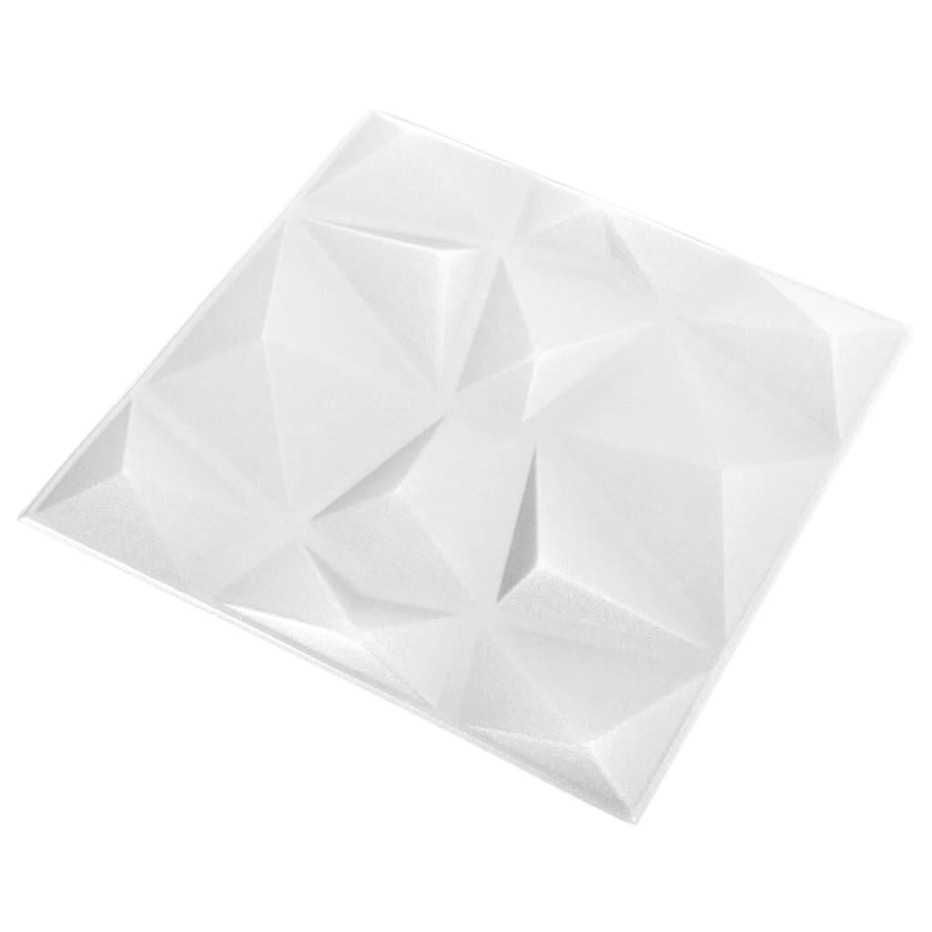 vidaXL 3D Wall Panels 12 pcs 50x50 cm Diamond White 3 m²
