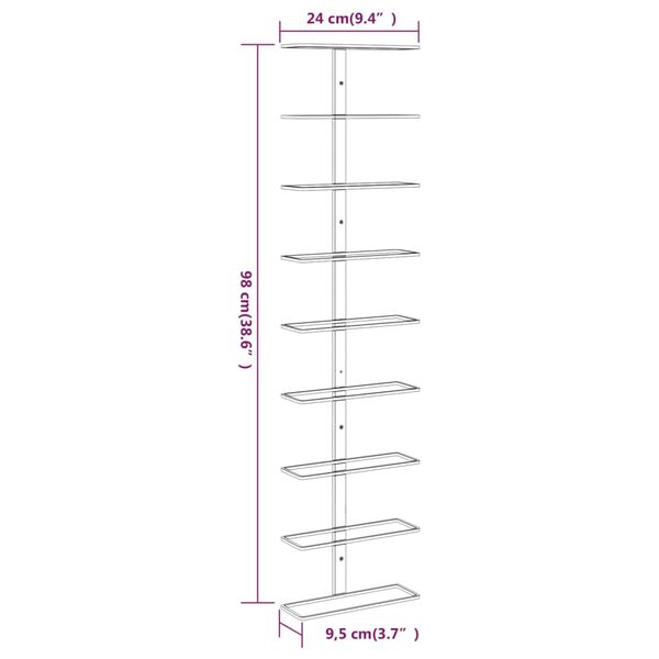 vidaXL Wall-mounted Wine Rack for 9 Bottles 2 pcs White Iron