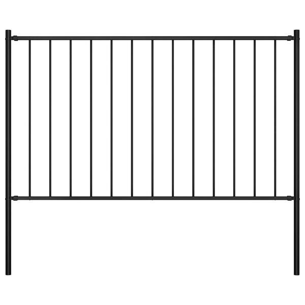 vidaXL Fence Panel with Posts Powder-coated Steel 1.81x0.75 m Black