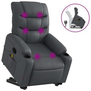 vidaXL Stand up Massage Recliner Chair Grey Faux Leather