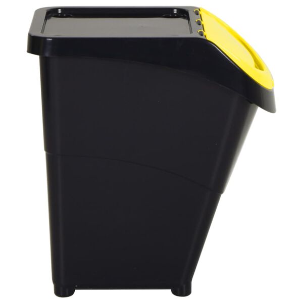 vidaXL Stackable Waste Bins with Lids 3 pcs Black PP 120 L