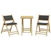 vidaXL 3 Piece Folding Bistro set with Dark Grey Cushions Bamboo