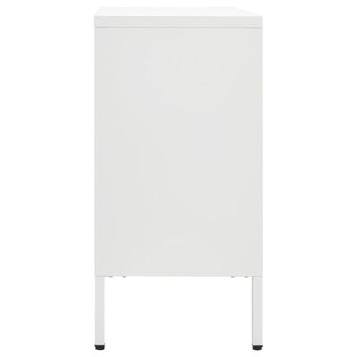 vidaXL Sideboard White 75x35x70 cm Steel and Tempered Glass