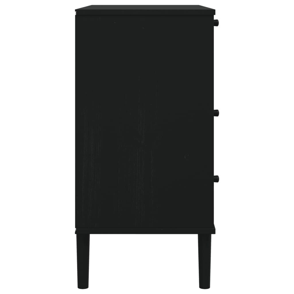 vidaXL Drawer Cabinet SENJA Rattan Look Black 80x40x80 cm Solid Wood Pine