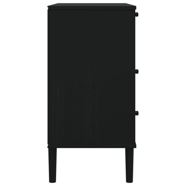 vidaXL Drawer Cabinet SENJA Rattan Look Black 80x40x80 cm Solid Wood Pine