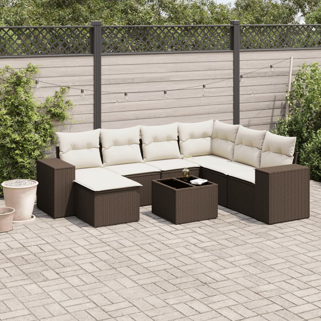 vidaXL 8 Piece Garden Sofa Set with Cushions Brown Poly Rattan