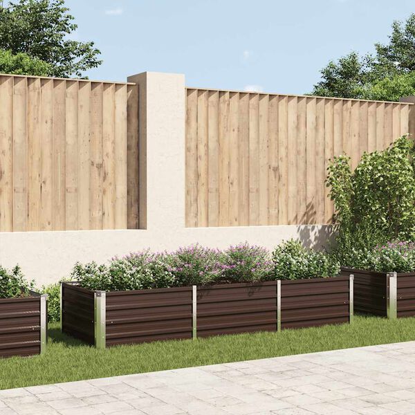 vidaXL Garden Raised Bed Brown 240x80x45 cm Galvanised Steel