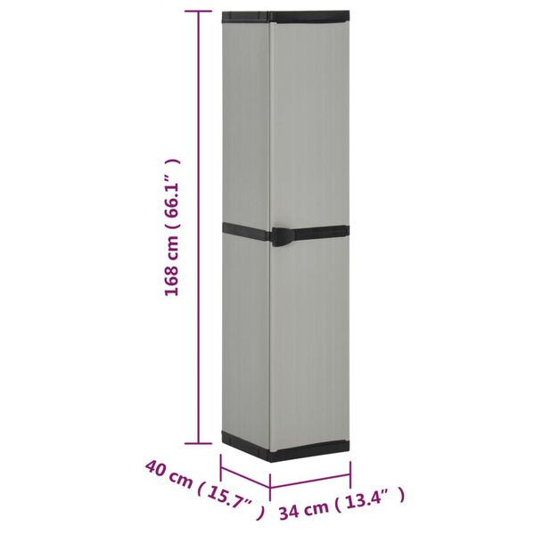 vidaXL Garden Storage Cabinet with 3 Shelves Grey & Black 34x40x168 cm