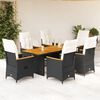 vidaXL 9 Piece Garden Dining Set with Cushions Black Poly Rattan