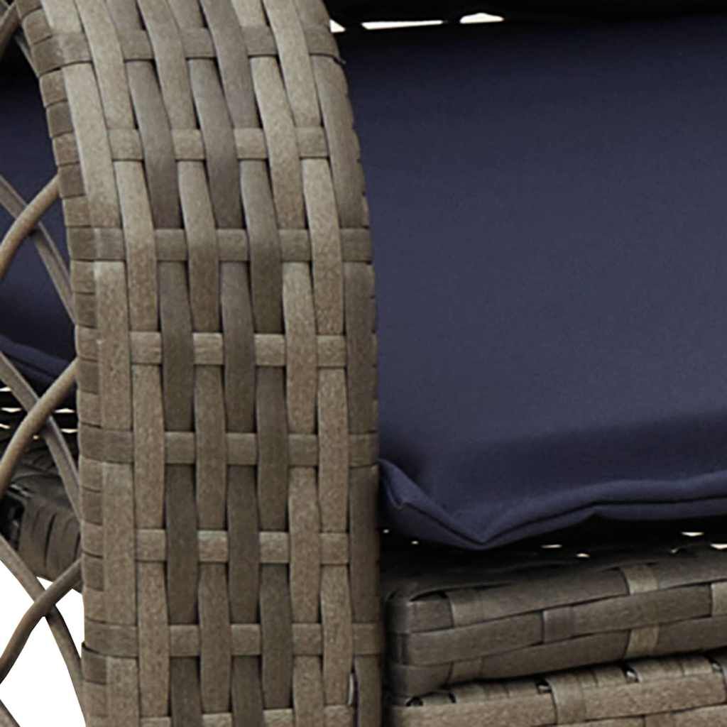 vidaXL Garden Rocking Chair with Cushions Grey Poly Rattan