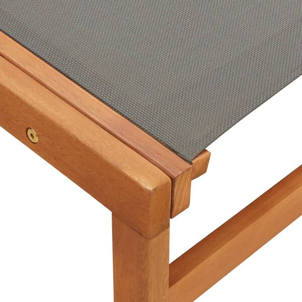 vidaXL Garden Chair with Footrest Grey Solid Eucalyptus Wood and Textilene