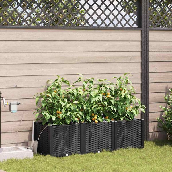 vidaXL Garden Planter 3 pcs Black Steel