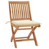 vidaXL Garden Chairs 2 pcs with Cream Cushions Solid Teak Wood