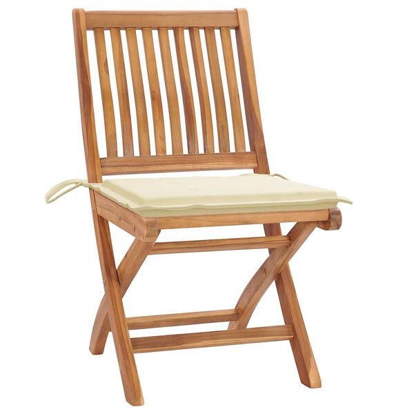 vidaXL Garden Chairs 2 pcs with Cream Cushions Solid Teak Wood