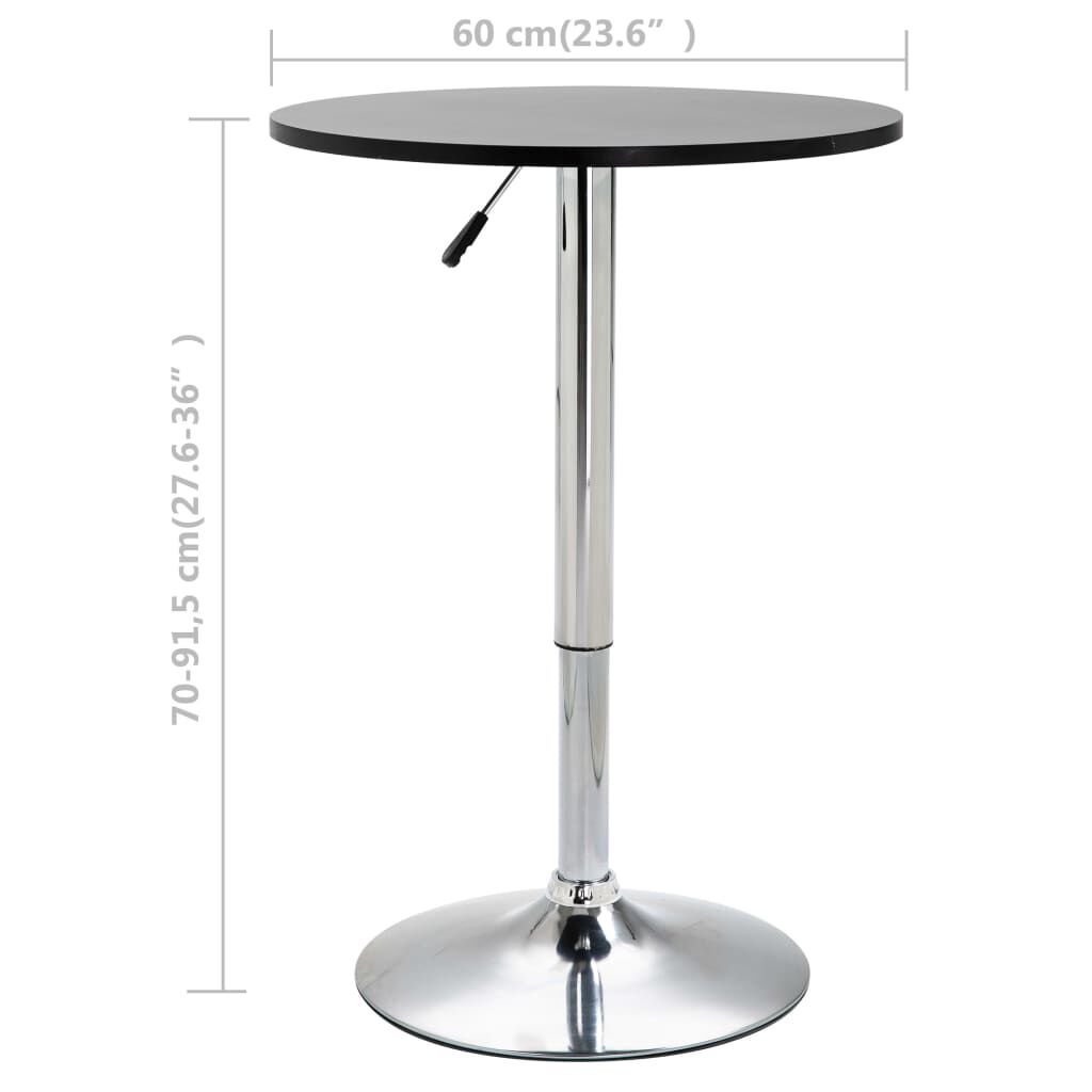 vidaXL Bar Table Black Ø60 cm MDF