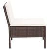 vidaXL 3 Piece Garden Lounge Set with Cushions Poly Rattan Brown
