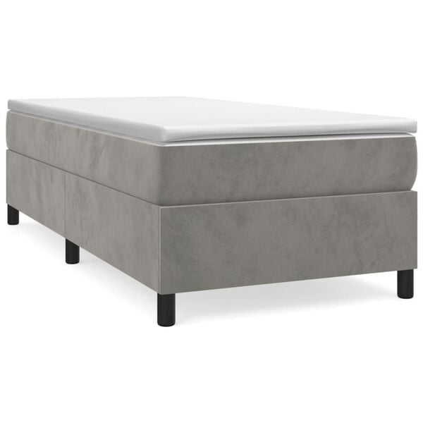 vidaXL Bed Frame without Mattress Light Grey Twin Velvet (US Only)