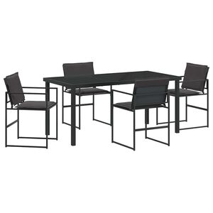 vidaXL Garden Dining Set 5 pcs Black Powder-Coated Steel