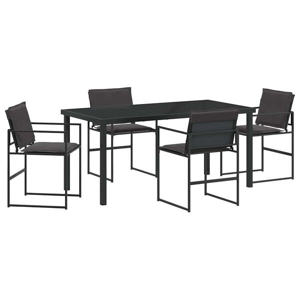 vidaXL Garden Dining Set 5 pcs Black Powder-Coated Steel