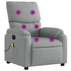 vidaXL Massage Recliner Chair Light Grey Fabric