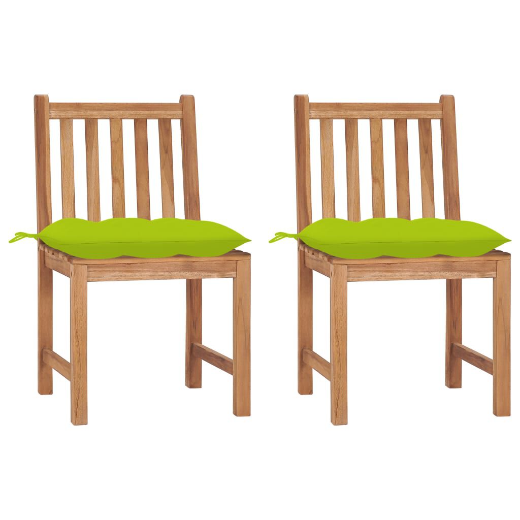 vidaXL Garden Chairs 2 pcs with Cushions Solid Teak Wood