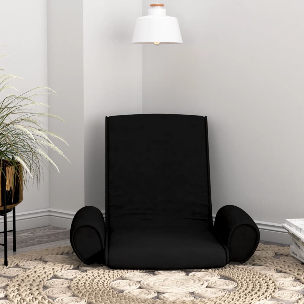 vidaXL Folding Floor Chair Black Fabric