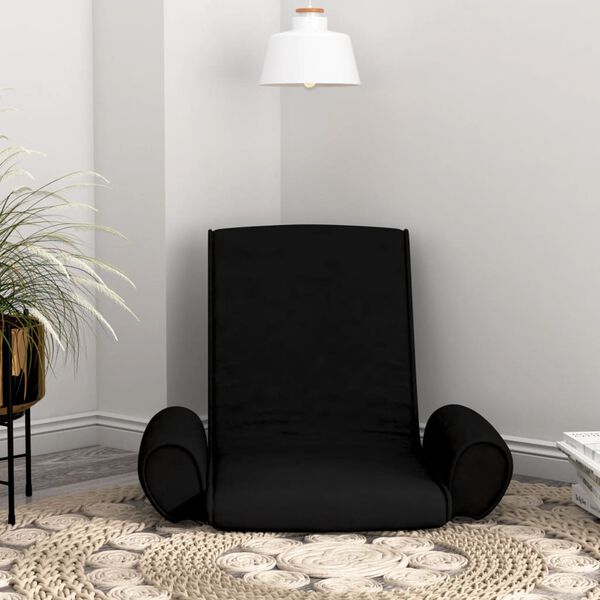 vidaXL Folding Floor Chair Black Fabric