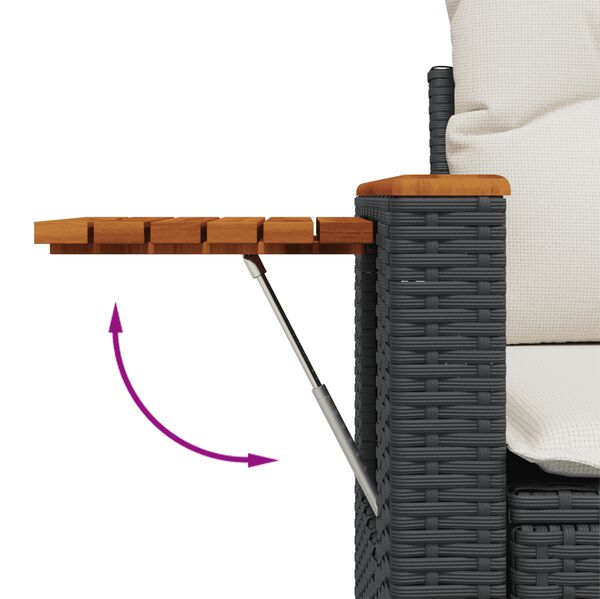vidaXL 7 Piece Garden Sofa Set with Cushions Black Poly Rattan