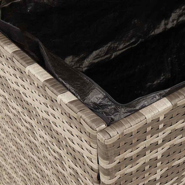 vidaXL Garden Storage Box Grey 80x40x48 cm Poly Rattan Acacia Wood