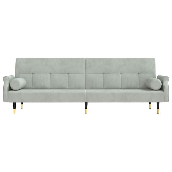 vidaXL Sofa Bed with Cushions Light Grey Velvet