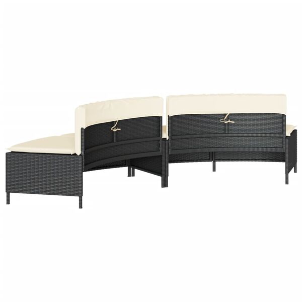 vidaXL Hot Tub Benches with Cushions 2 pcs Black Poly Rattan