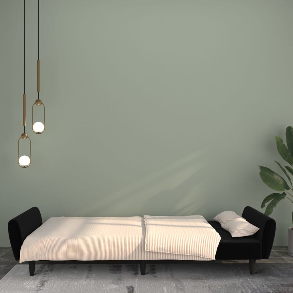 vidaXL 2-Seater Sofa Bed Black Velvet