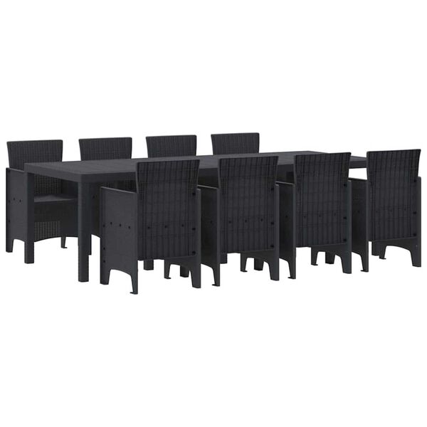 vidaXL Garden Dining Set 9 pcs Anthracite Polt rattan