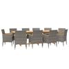 vidaXL 11 Piece Garden Dining Set with Cushions Grey